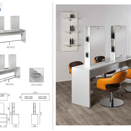 Salon Ambience Salon Ambience Kaptafel Brooklyn (Rechthoekige Spiegel)