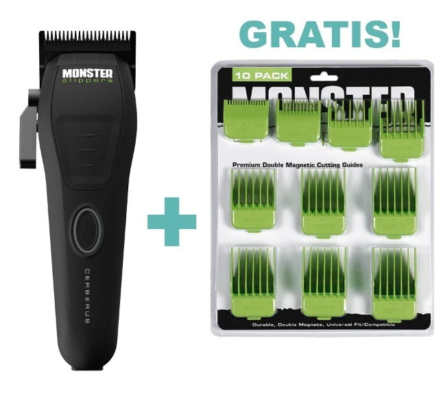 Monster Clippers Cerberus Tondeuse 9.000RPM + GRATIS Magnetische Opzetkammen (10 Stuks) Set