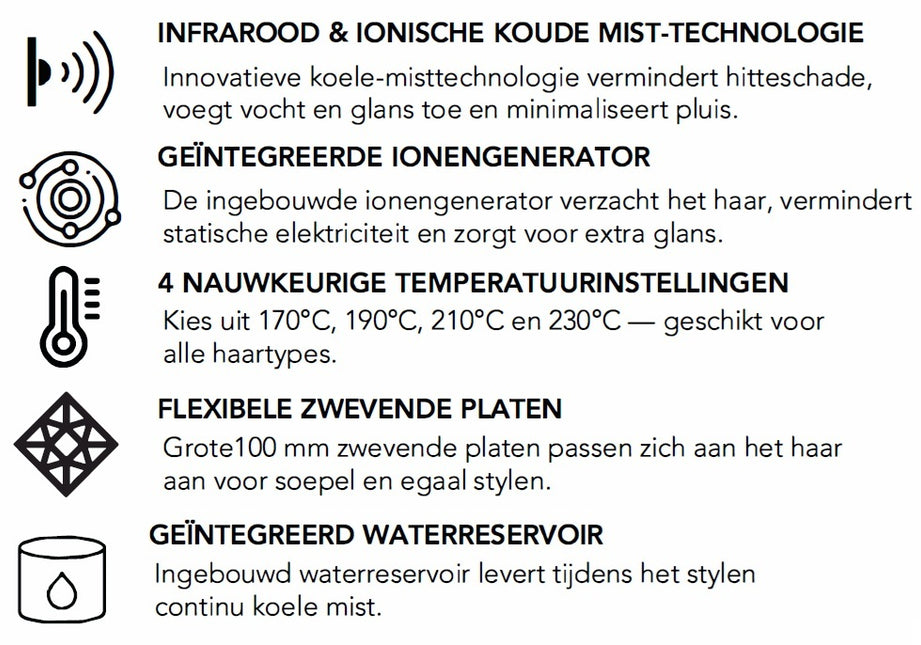 Max Pro Infra Steam Straightener Infrarood Stoom Stijltang