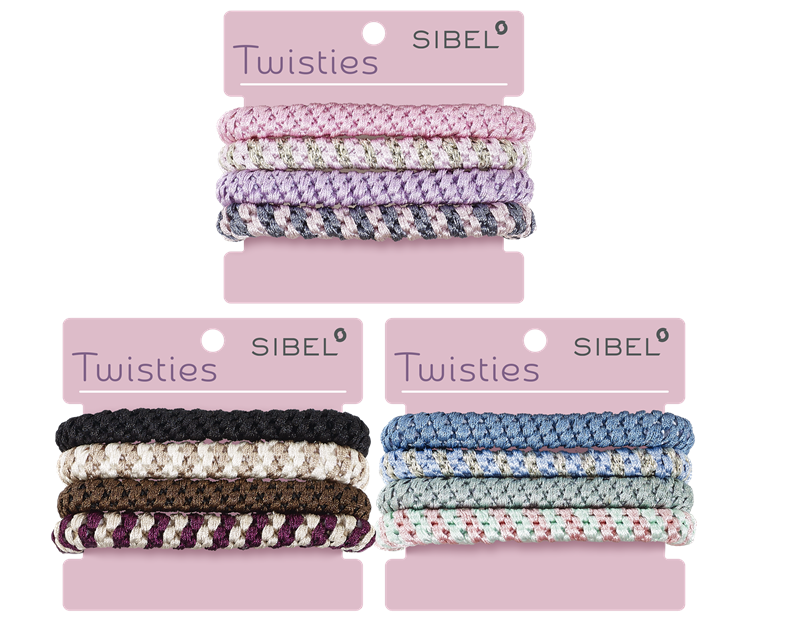 Sibel Twisties Haarelastiek (Diverse Kleuren per 4 stuks)