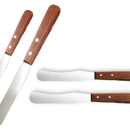 Xanitalia Wax Spatel Houten Handvat RVS Set (4 Stuks 21.5/22/23/24.5 cm)