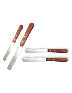 Xanitalia Wax Spatel Houten Handvat RVS Set (4 Stuks 21.5/22/23/24.5 cm)