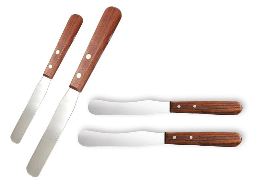Xanitalia Wax Spatel Houten Handvat RVS Set (4 Stuks 21.5/22/23/24.5 cm)