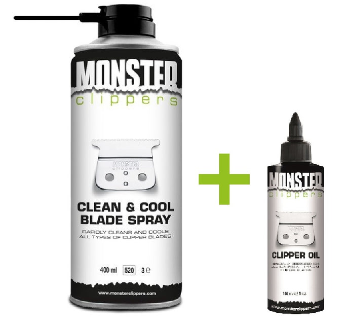Monster Clippers Clean & Cool Blade Spray (400ml) + GRATIS Tondeuse Olie (100ml)