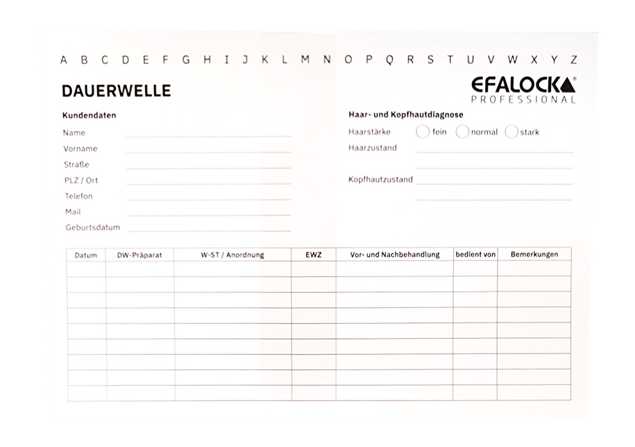 Efalock Klantenkaarten Voor Kleuren/Permanenten (50Stuks)