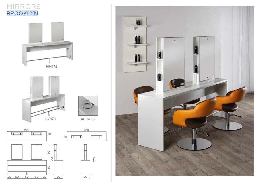 Salon Ambience Salon Ambience Kaptafel Brooklyn (Rechthoekige Spiegel)