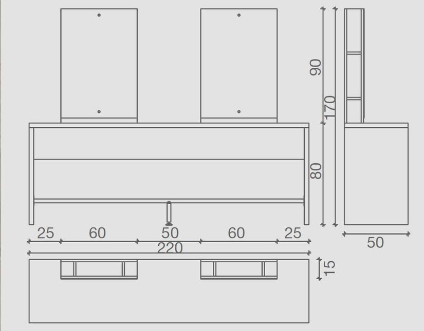 Salon Ambience Salon Ambience Kaptafel Brooklyn (Rechthoekige Spiegel)