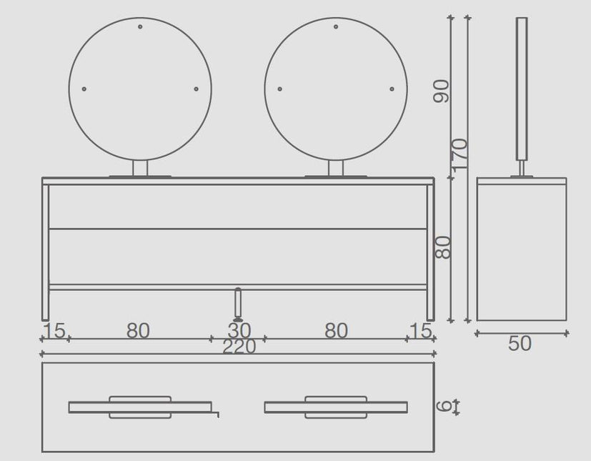 Salon Ambience Salon Ambience Kaptafel Brooklyn (Ronde Spiegel)