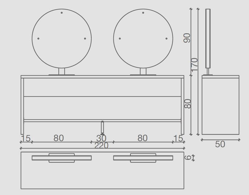 Salon Ambience Salon Ambience Kaptafel Brooklyn (Ronde Spiegel)