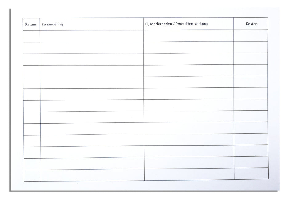 Van Heek Medical Analyse/Patienten Kaarten (100 Stuks)